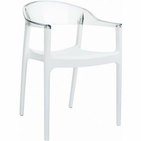 SIESTA CArmen Modern Dining Chair - White Seat Transparent Clear Back, 4PK ISP059-WHI-TCL